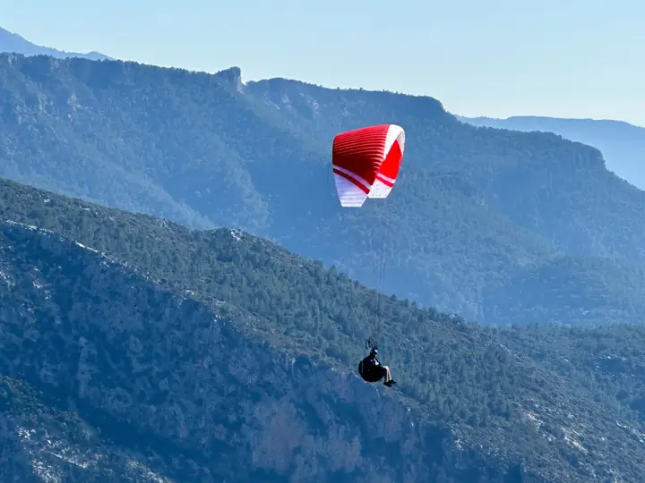 hobby acro paraglider in flight