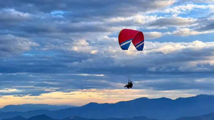 weFLY tandem paraglider in flight