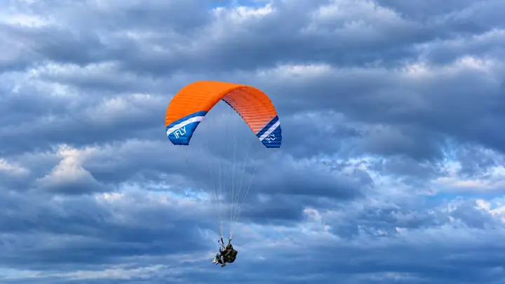 weFLY tandem paraglider in flight