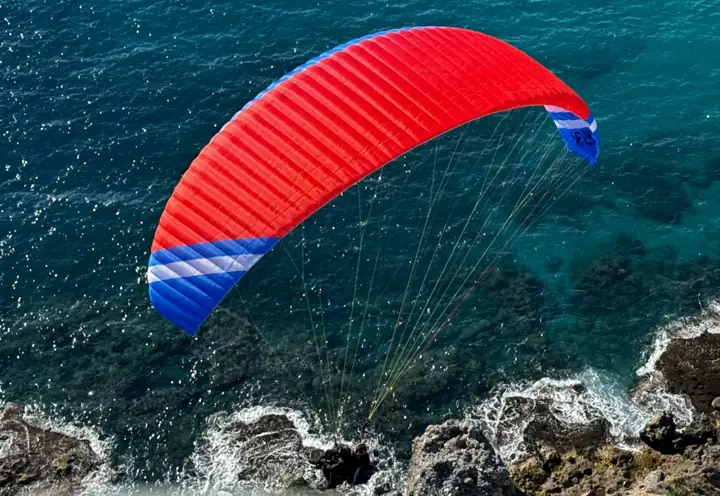 weFLY tandem paraglider in flight